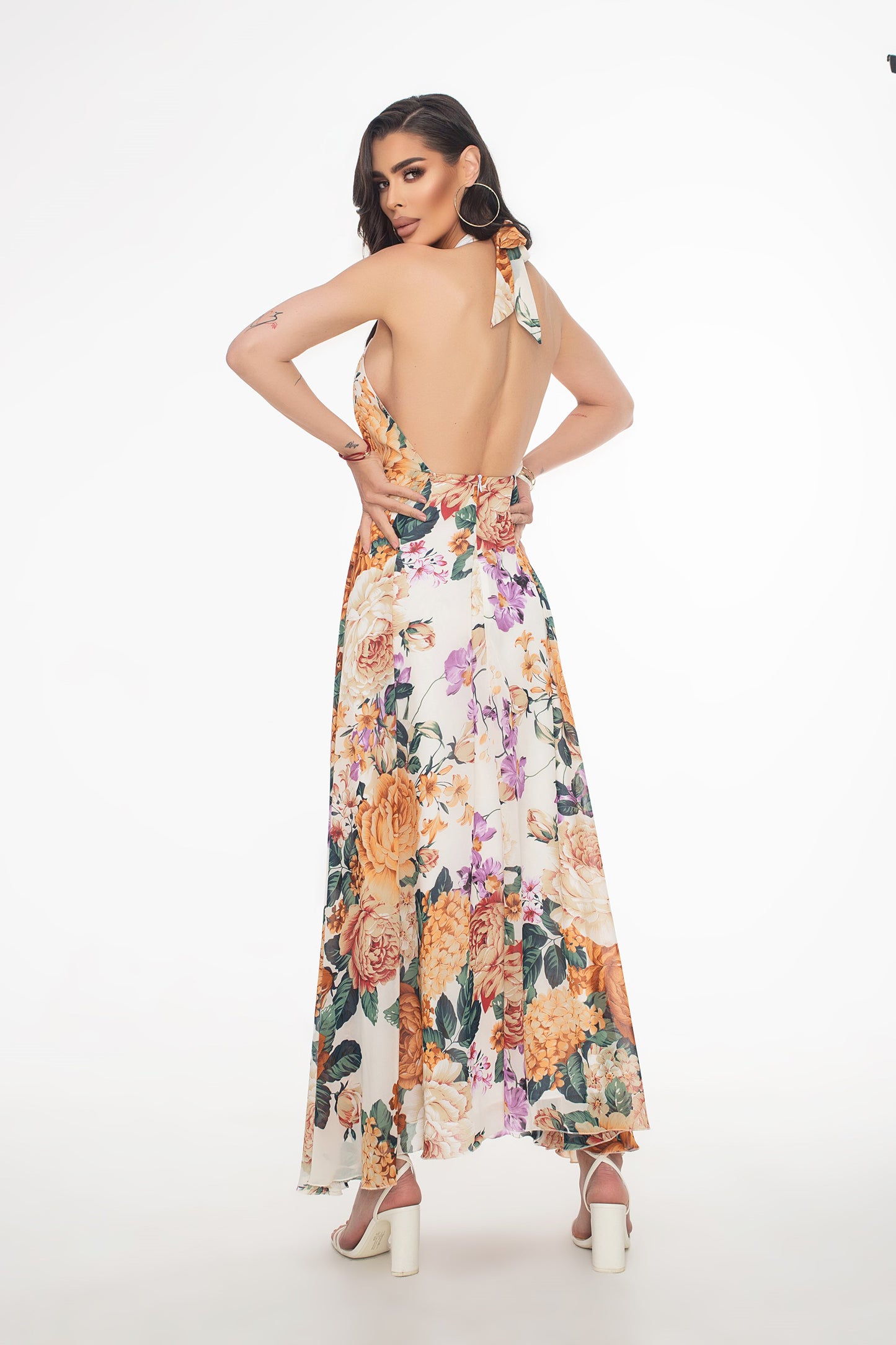 Chiffon Long Dress "Purle Bouquet"