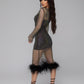 Dress Mesh with crystals and Feathers "Précieuses Royales" EXCLUSIVE