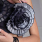 Denim bustier with Roses "Metalic"