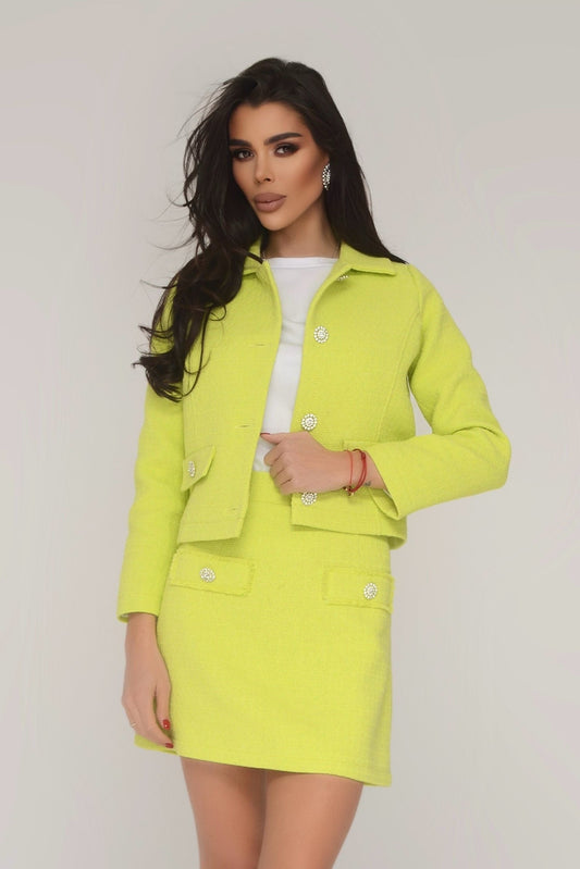 Tweed jacket Boucle Lime