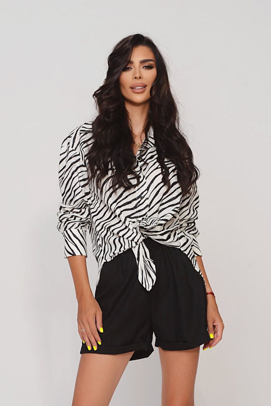 Wide Linen Shirt "Zebra"